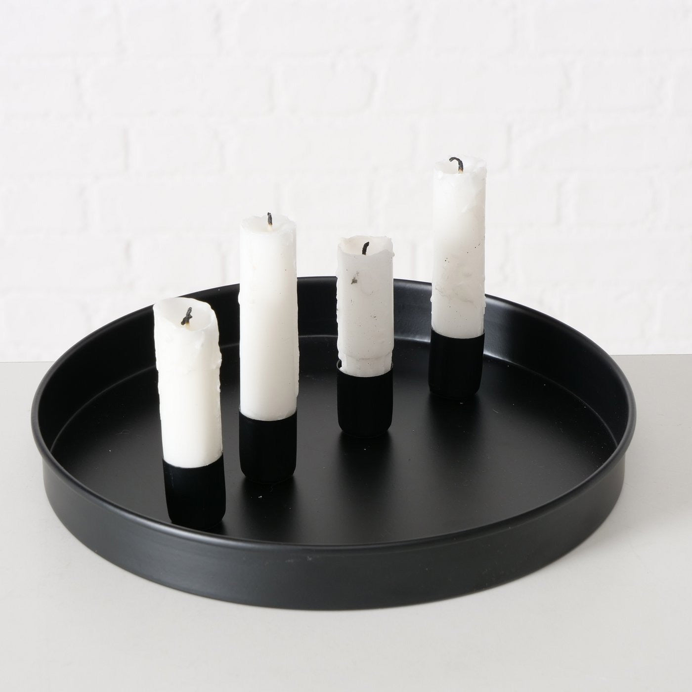 LS-LebenStil Sylt Kerzenteller Schwarz Rund Ø25cm Magnet 4er
