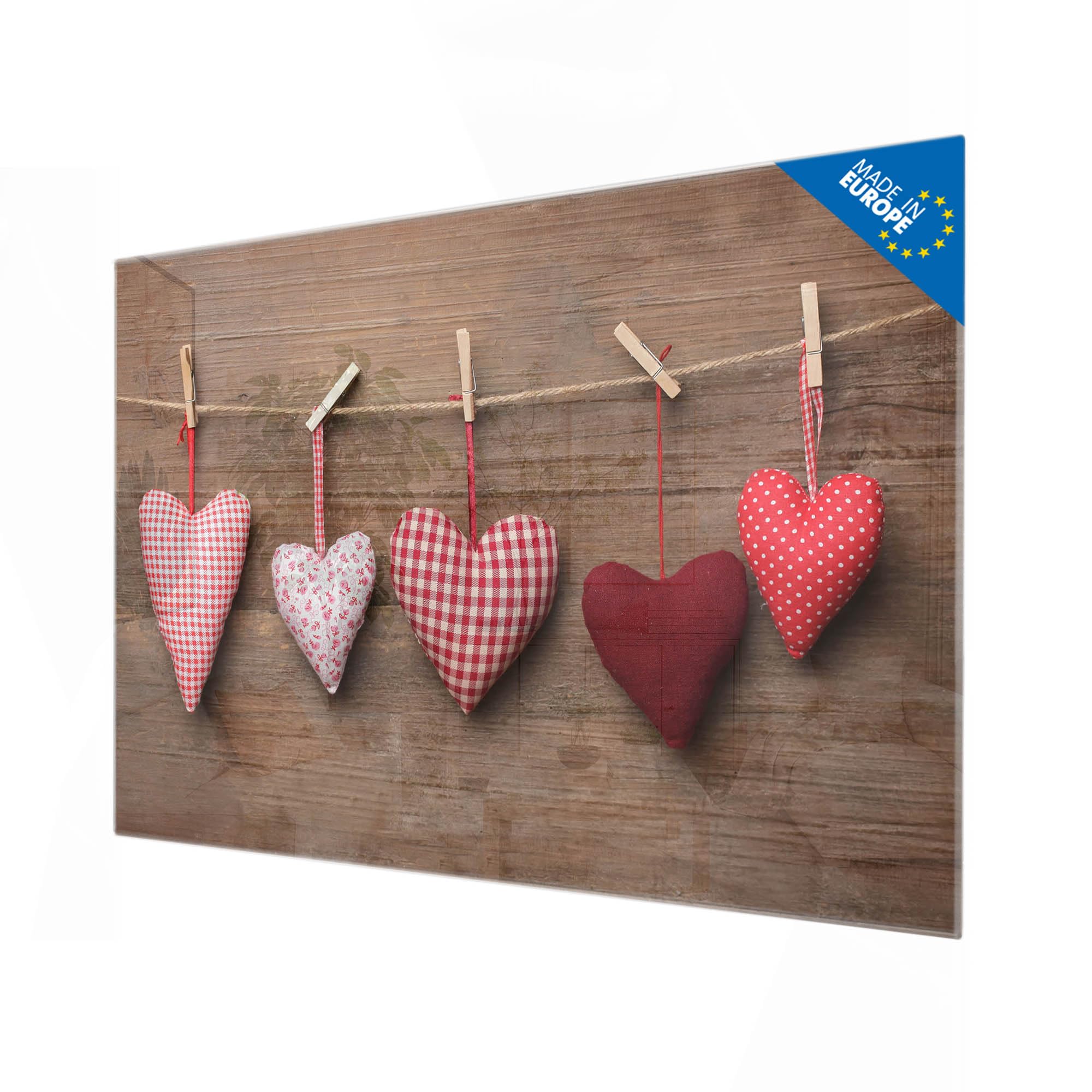 Banjado Magnettafel Herzen 120x80 cm Glas beschreibbar