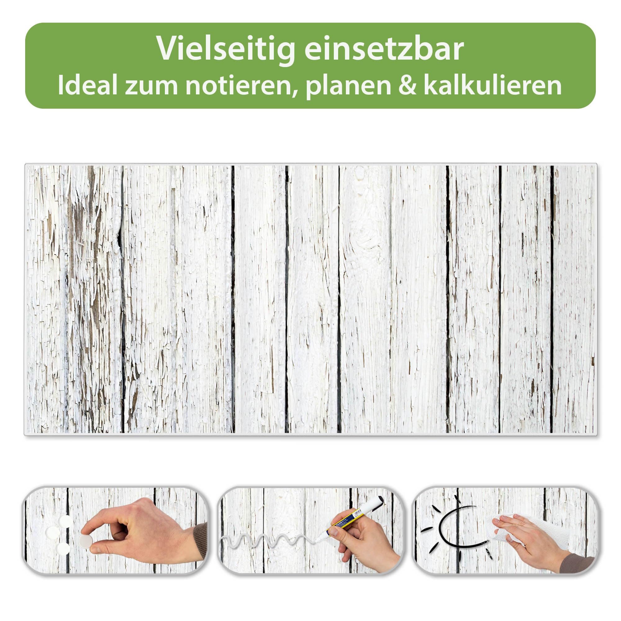 Banjado Magnettafel Weißer Bretterzaun weiß 78x37cm beschreibbar