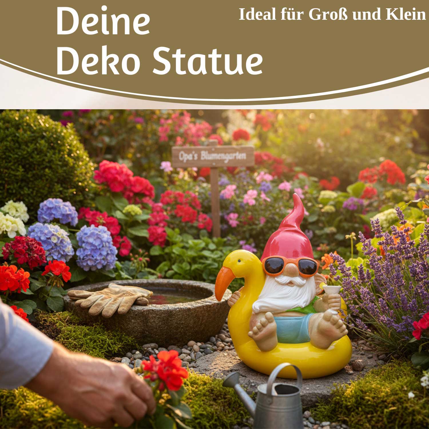 LS-LebenStil Gartenzwerg Gelb Sitzend Dekofigur 17cm