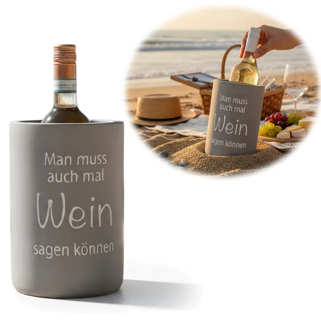 LS-LebenStil Wein Sagen Weinkühler Beton 21x13cm Grau