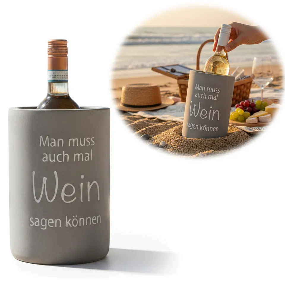 LS-LebenStil Wein Sagen Weinkühler Beton 21x13cm Grau