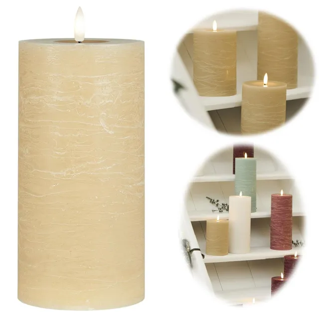IB Laursen Nyhavn LED Stumpenkerze 20cm Beige Echtwachs