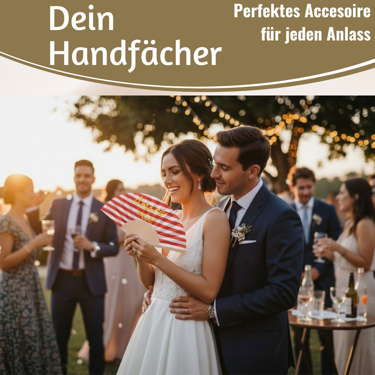 LS-LebenStil Amore Mio Handfächer rot weiß gelb Holz Stoff