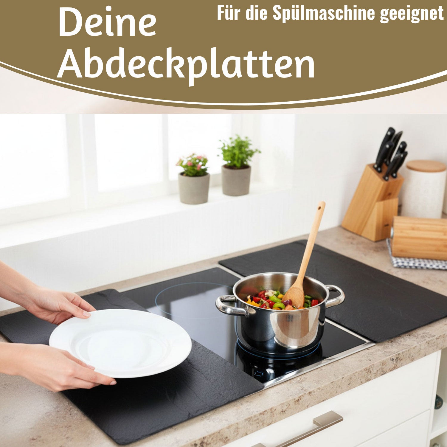 LS-LebenStil Küche & Haushalt Herdabdeckung Glas 52x30cm 2er Set