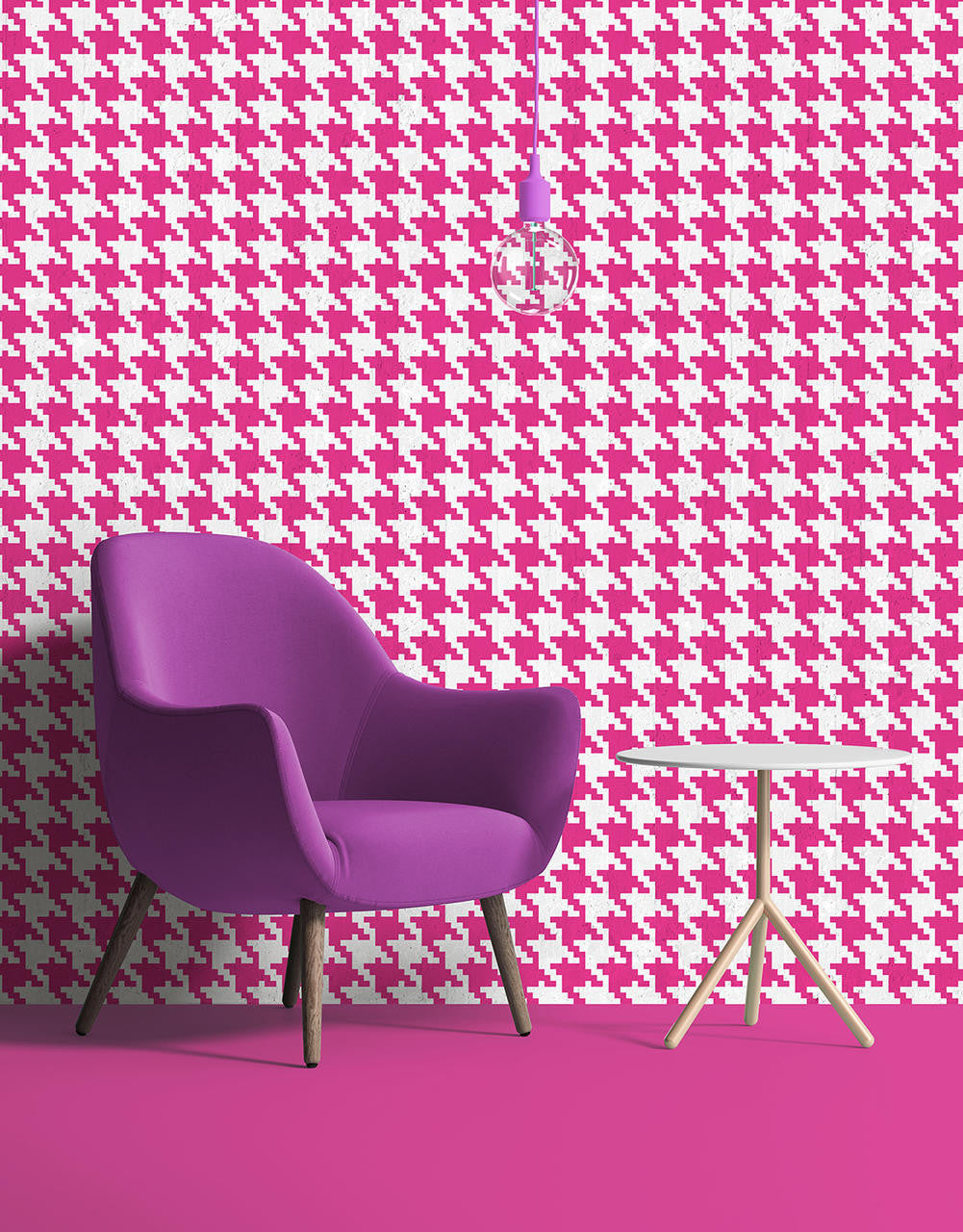 Mineheart Wallpaper Pied De Poule-M Tapete Rosa 52 cm