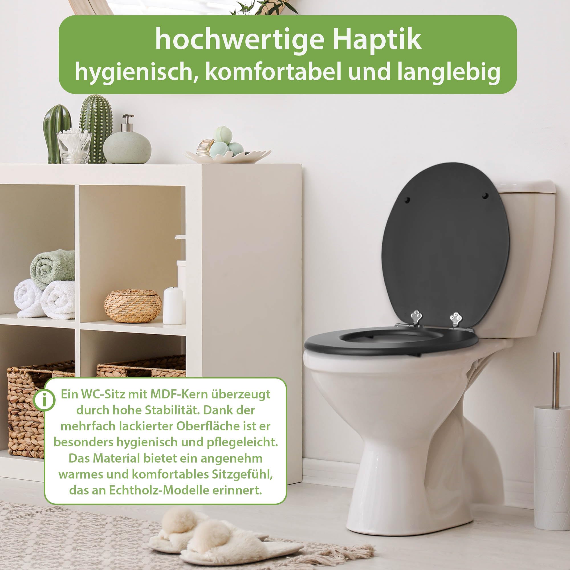 Banjado WC Sitz Ella Klodeckel 38x46,5cm anthrazit MDF