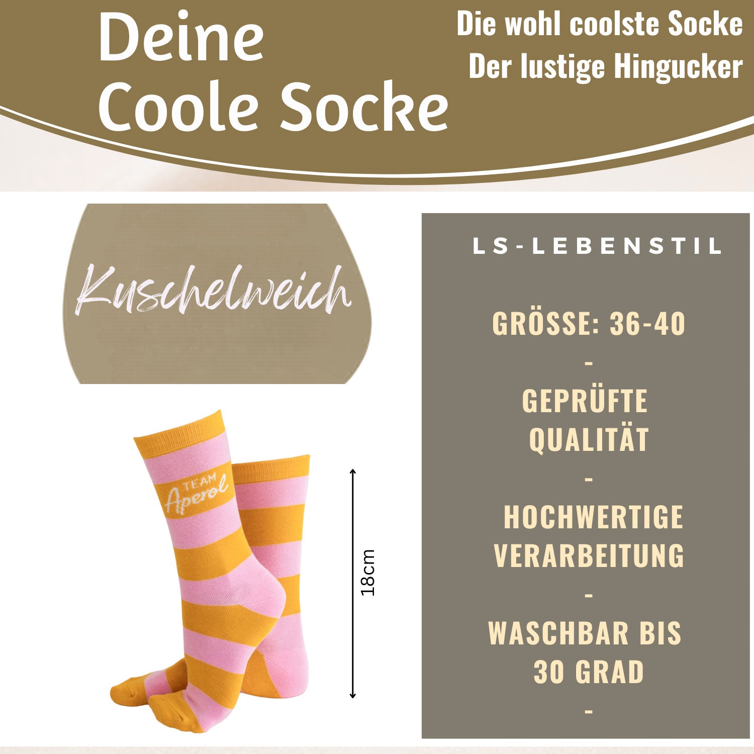 LS-LebenStil Team Aperol Socken Rosa Gr. 36-40 Damen