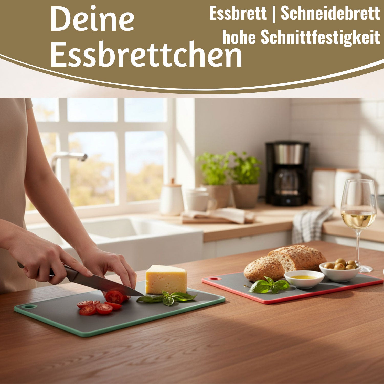 LS-LebenStil Essbrettchen 6er Set Kunststoff grau 23x16cm