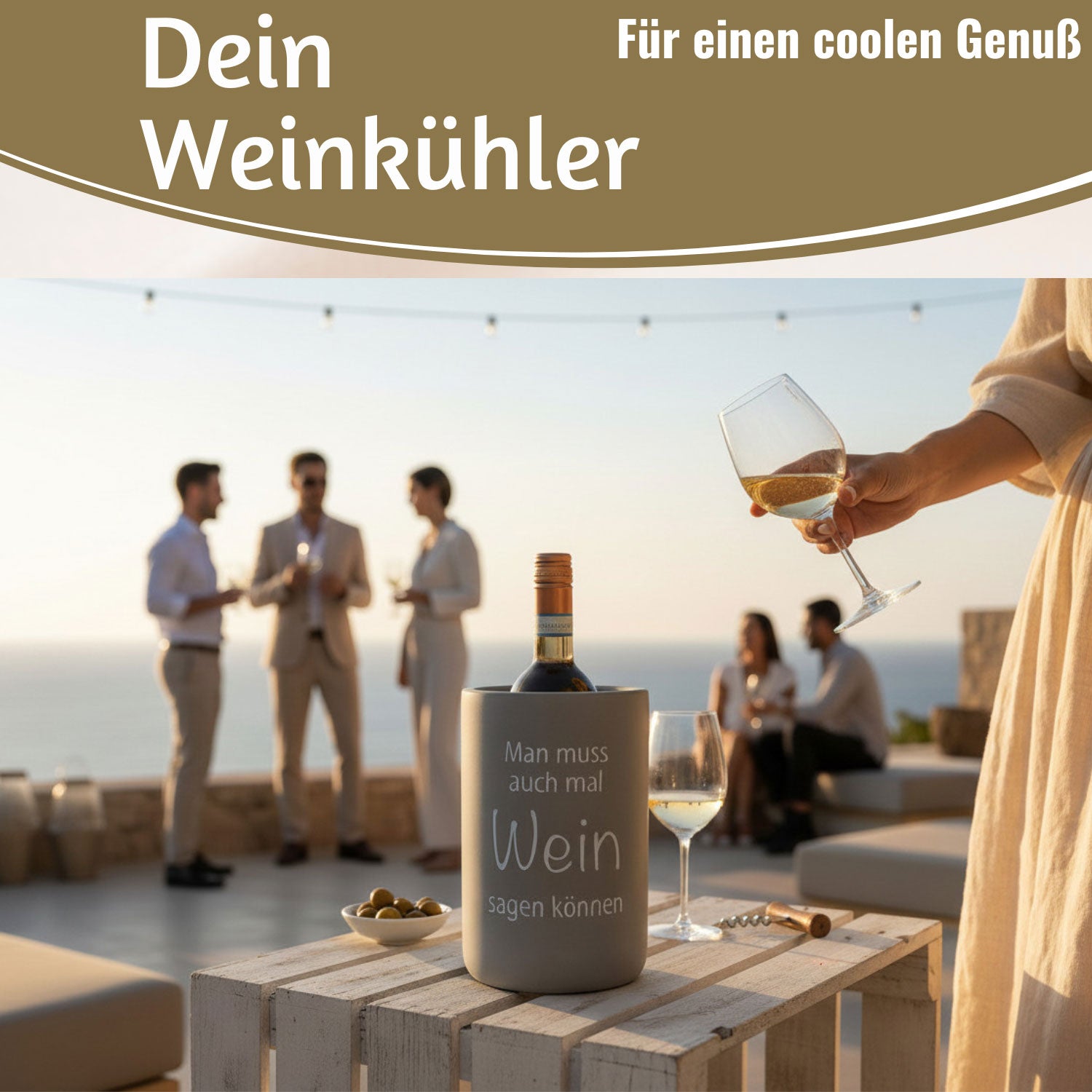 LS-LebenStil Wein Sagen Weinkühler Beton 21x13cm Grau