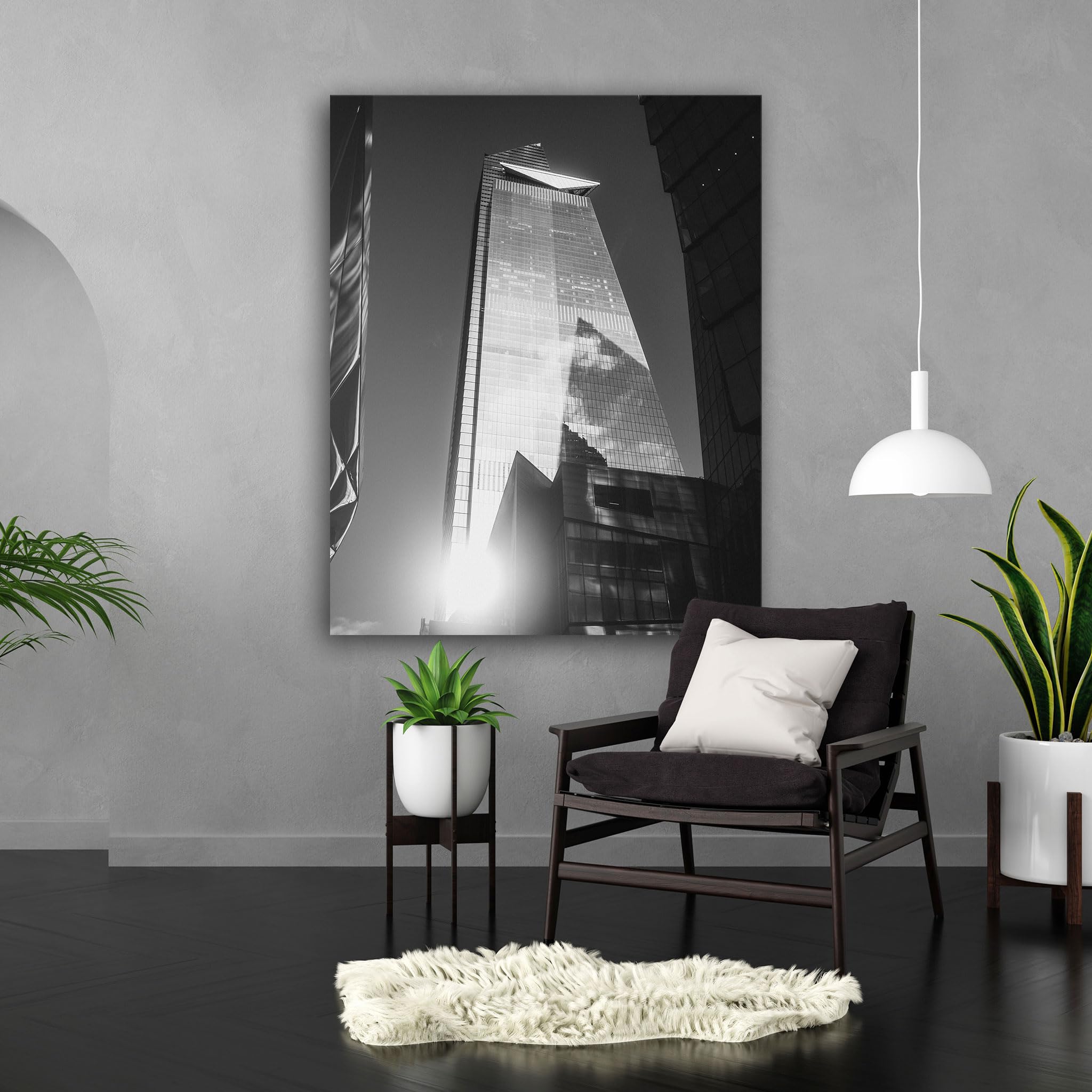 Hustling Sharks Hochhaus im harten Gegenlicht Wandbild 40x30