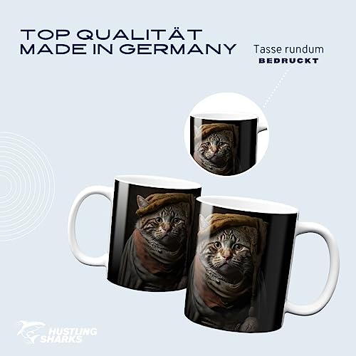 Hustling Sharks Katze Tasse 330ml weiß Tiermotiv Geschenk