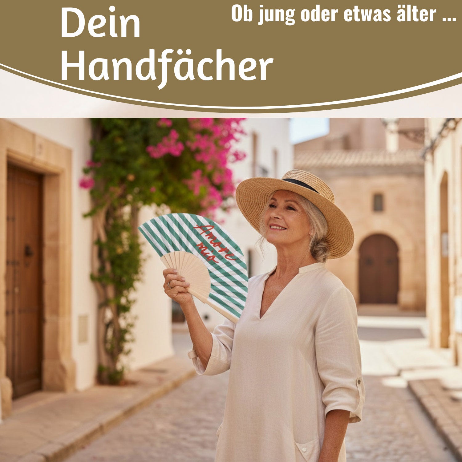 LS-LebenStil Amore Mio Handfächer Holz faltbar grün-weiß-rot