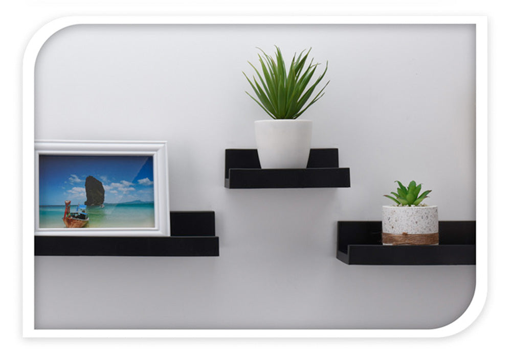 LS-LebenStil Küche Wandregal Set 3-fach Schwarz 15-45cm Board