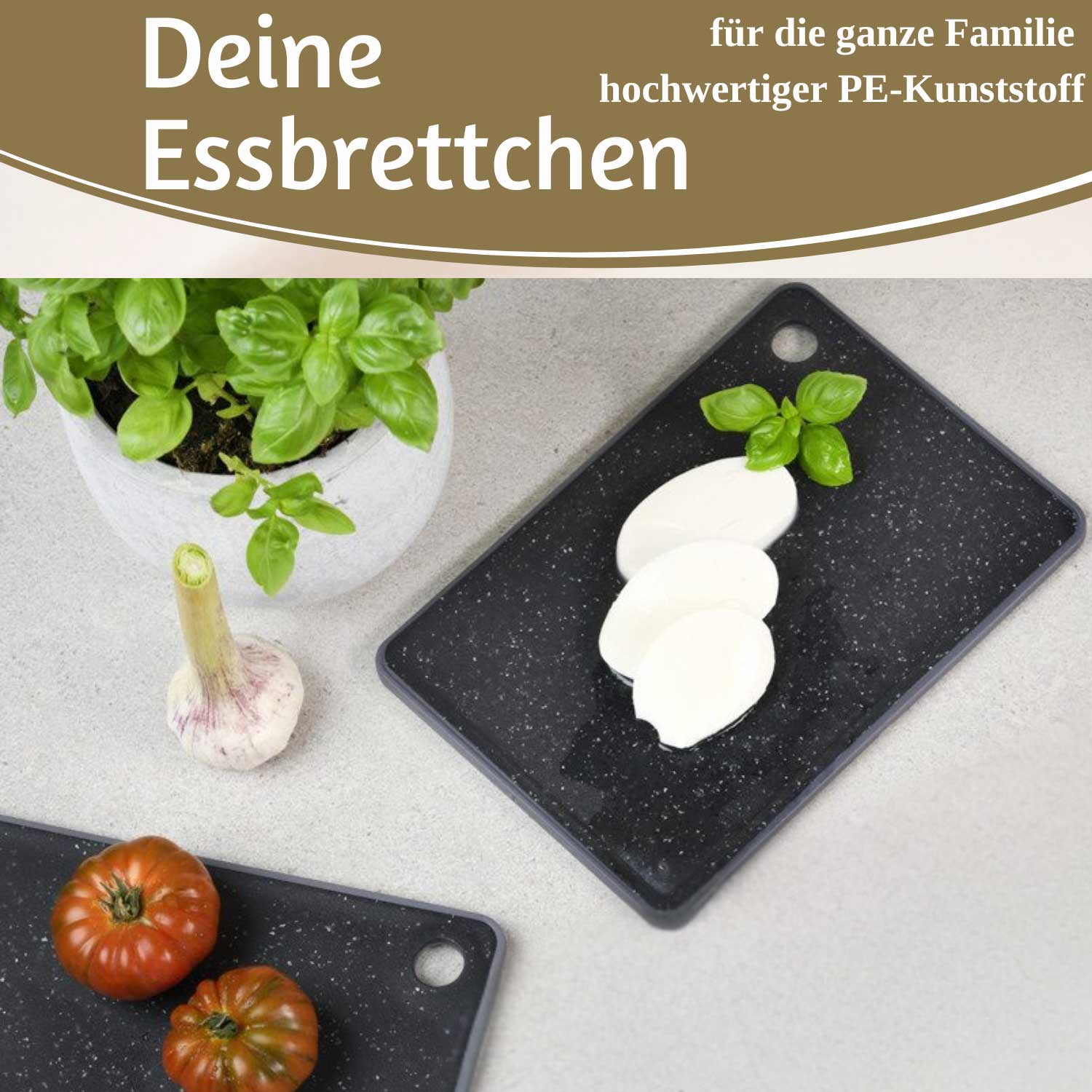 LS-LebenStil Küche & Haushalt Brettchen Granit-Optik 23x16cm 2er