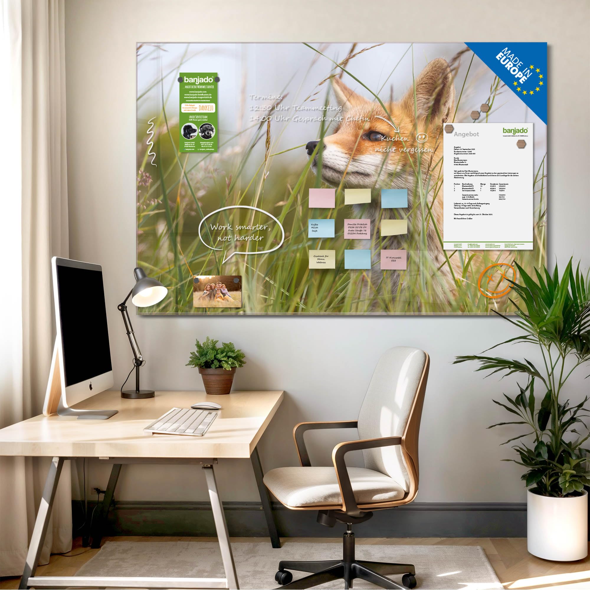 Banjado Magnettafel Fuchs Magnetboard 120x80 Wildtier