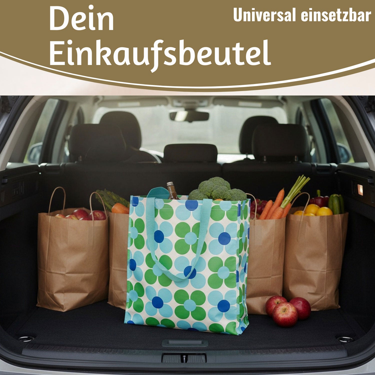 LS-LebenStil Daisy Shopper Blau Grün faltbar Einkaufstasche