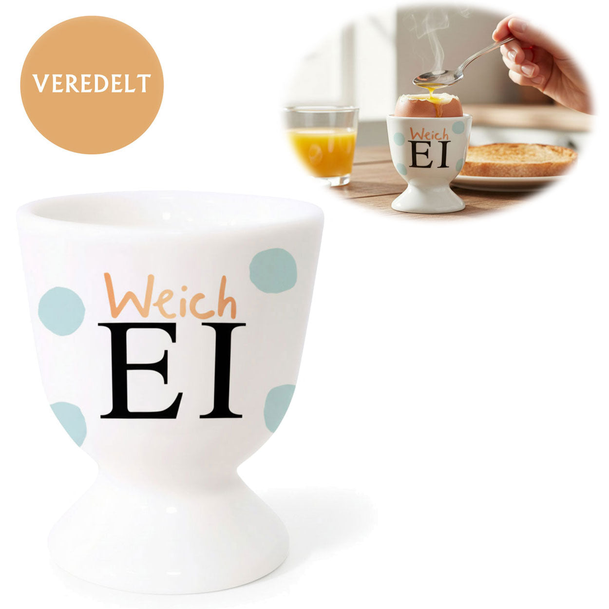 LS-LebenStil Küche & Haushalt Eierbecher Echt-Gold Weich-Ei Porzellan