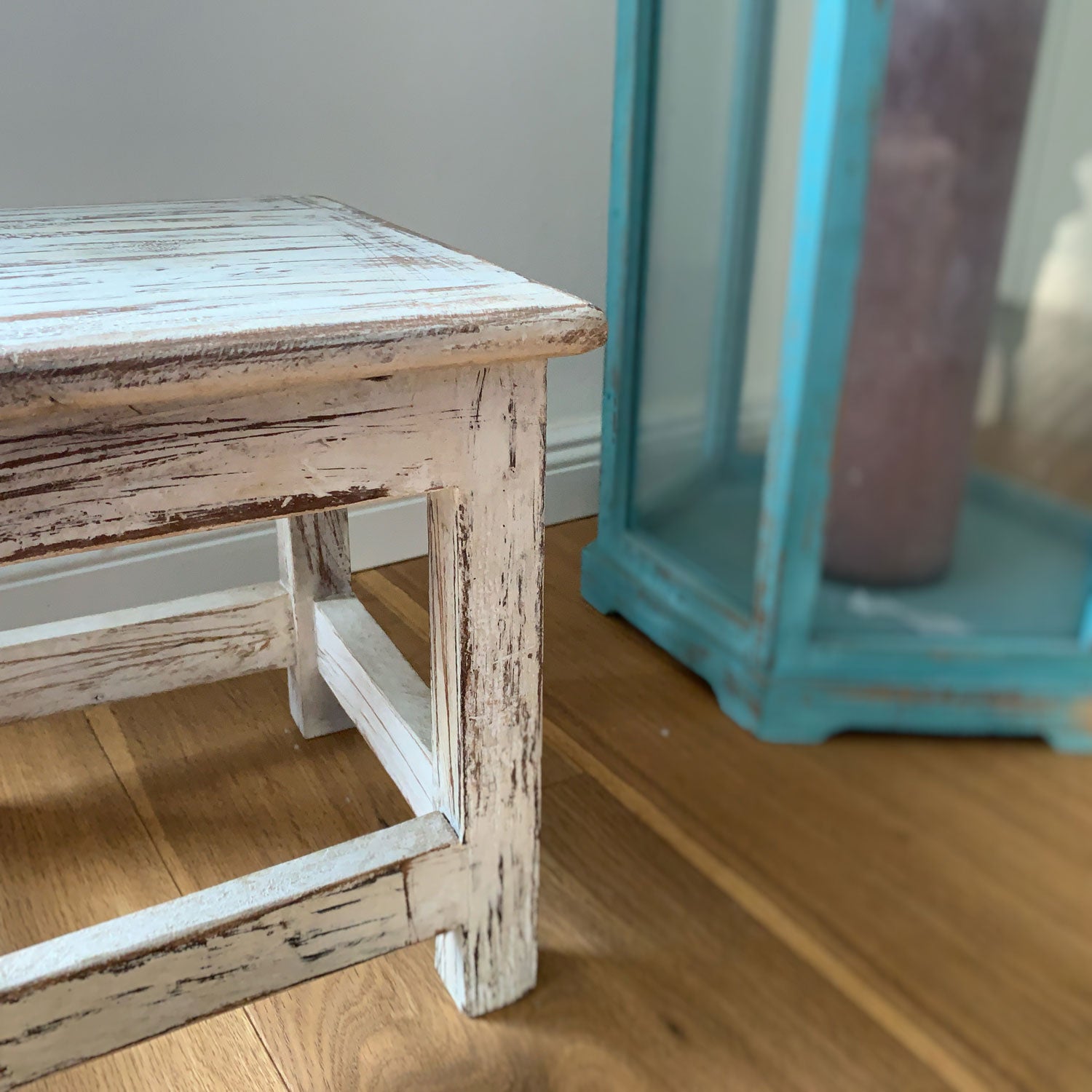 LS-LebenStil Fußhocker Holz Weiß 26cm Tritthocker Schemel