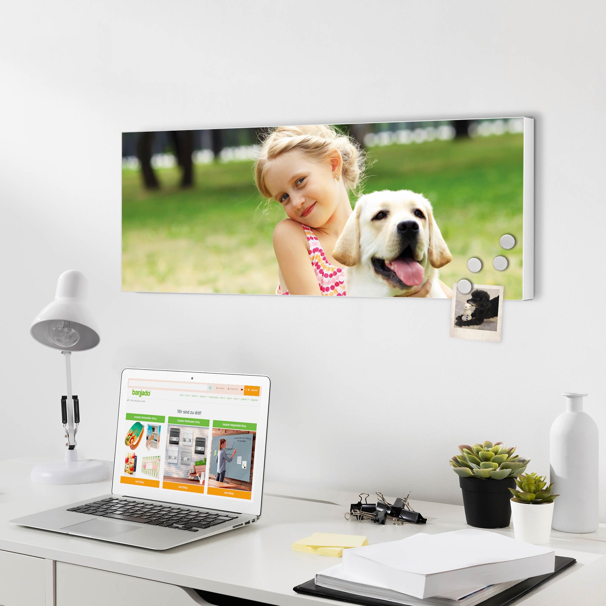 Banjado Magnettafel Wunschmotiv Weiss 75x30cm beschreibbar