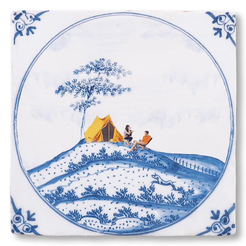 Storytiles Delft Blue Outdoor Lovers Fliese 10x10 Zelt-Motiv
