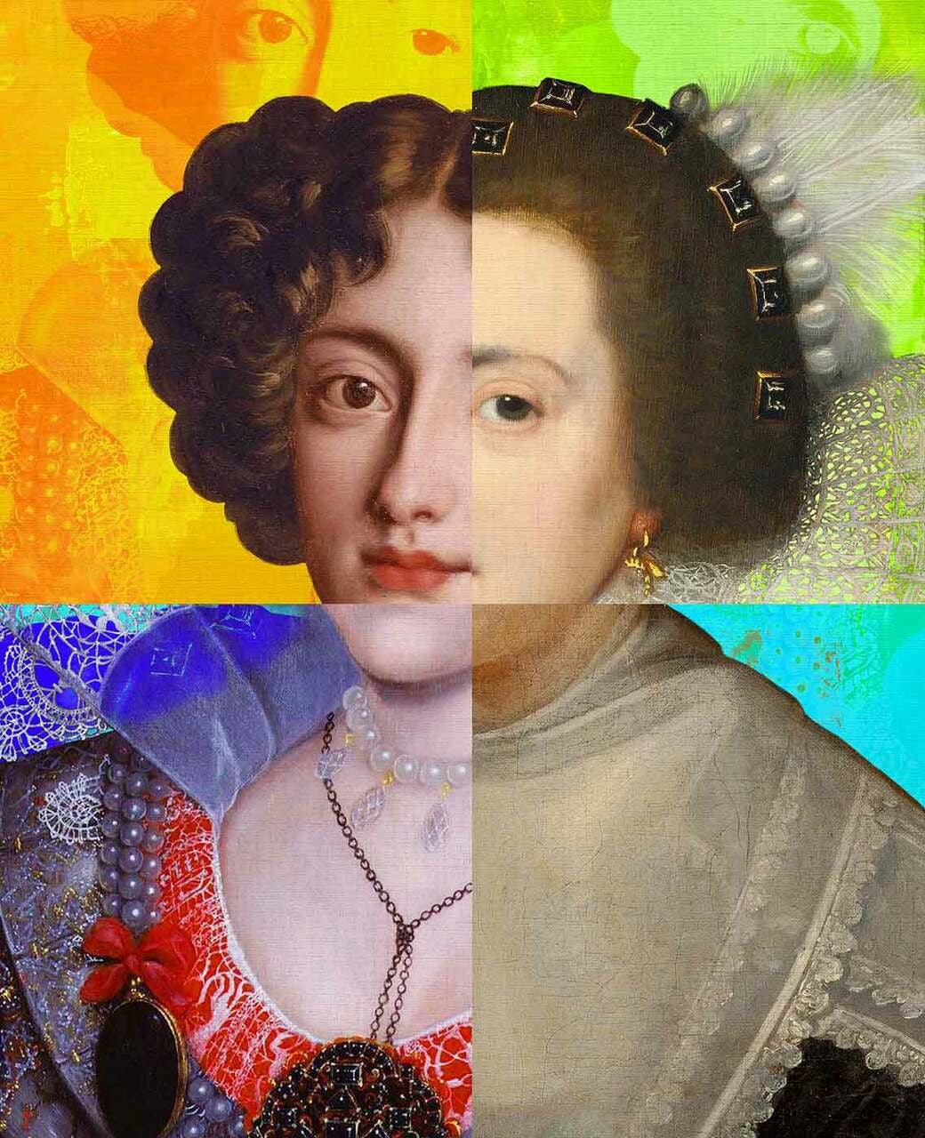 Mineheart Lady Puzzled Portrait Wandbild Rot Lila 40x50