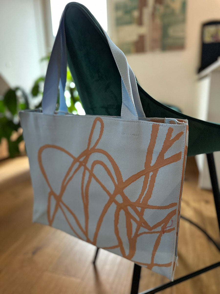 LS-LebenStil Vintage Shopper Palma Blau 35x45cm Reissverschluss