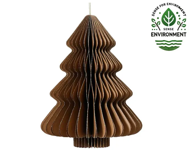 LS-LebenStil Möbel & Wohnen Papier-Tannenbaum 15x11cm braun Weihnachtsdeko