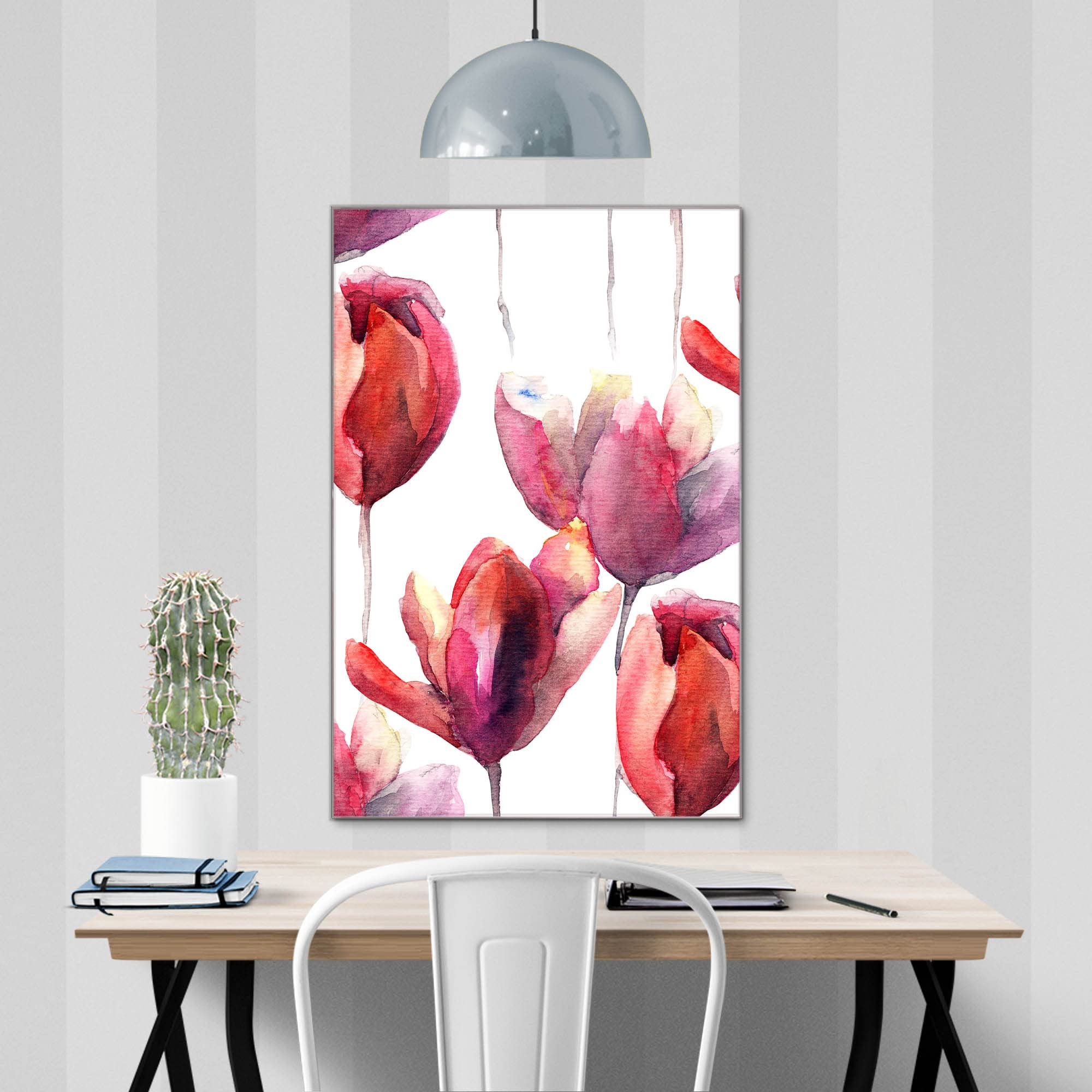 Banjado Magnettafel Aquarell Tulpen Magnettafel 40x60 floral
