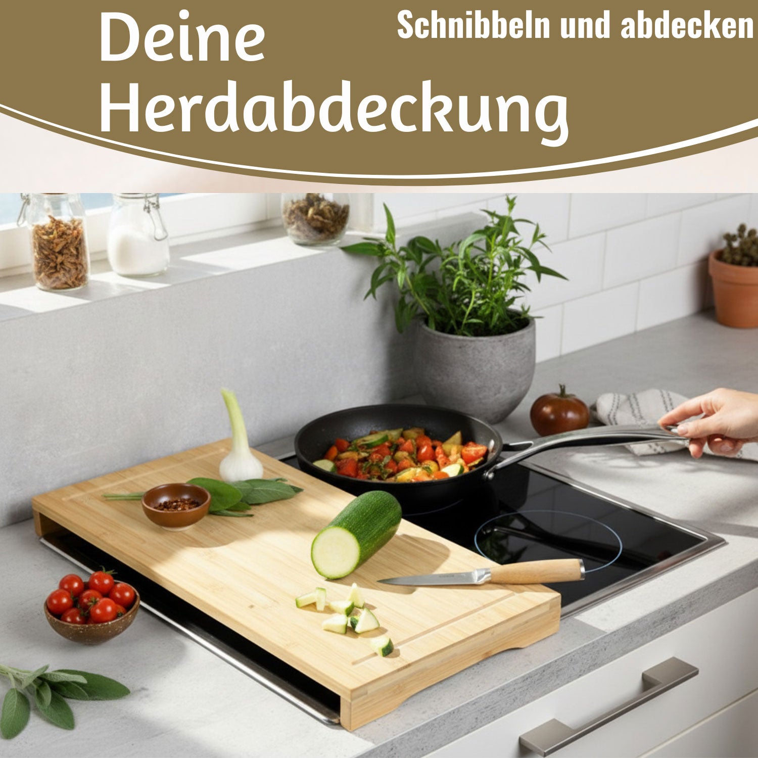 LS-LebenStil Küche & Haushalt Schneidebrett Bambus 54x28cm Saftrille