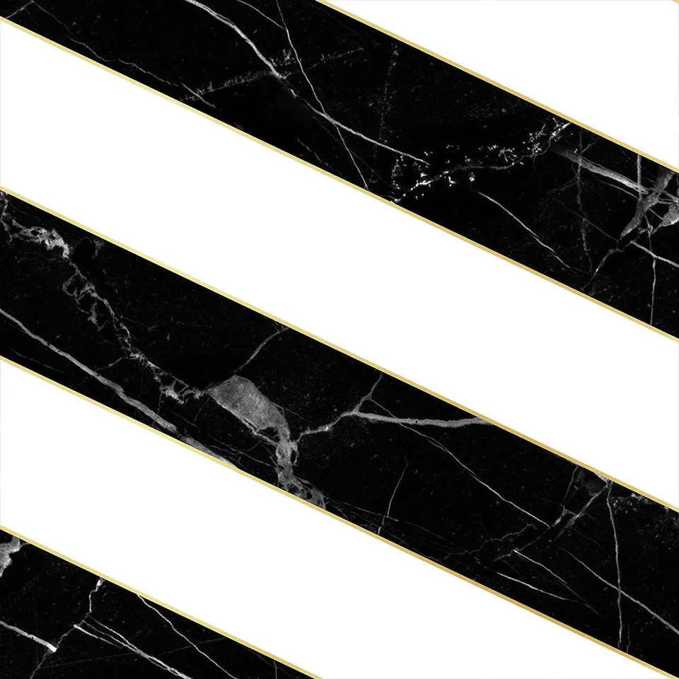 Mineheart Wallpaper Diagonal Marble Tapete Schwarz-Weiß A3 Muster