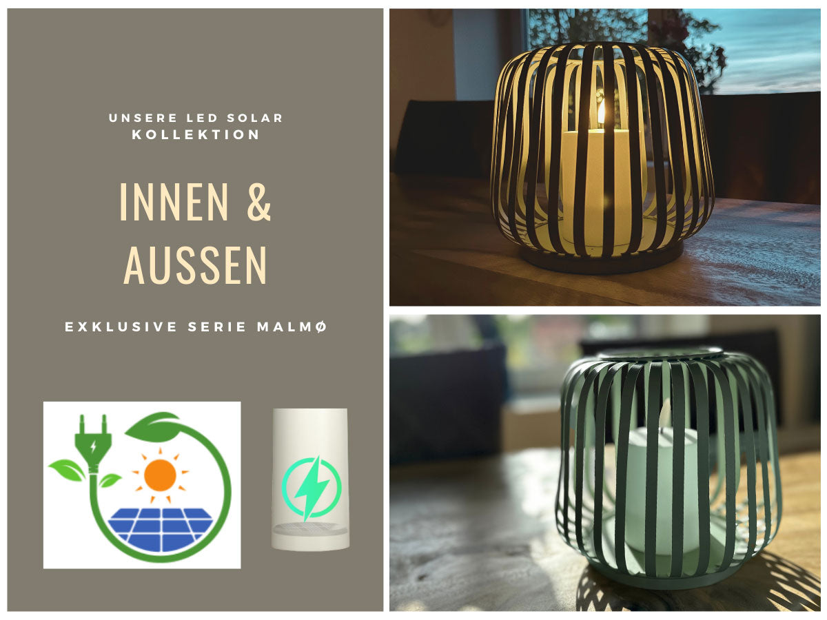LS-LebenStil Möbel & Wohnen Malmø Windlicht Grün 20cm Timer