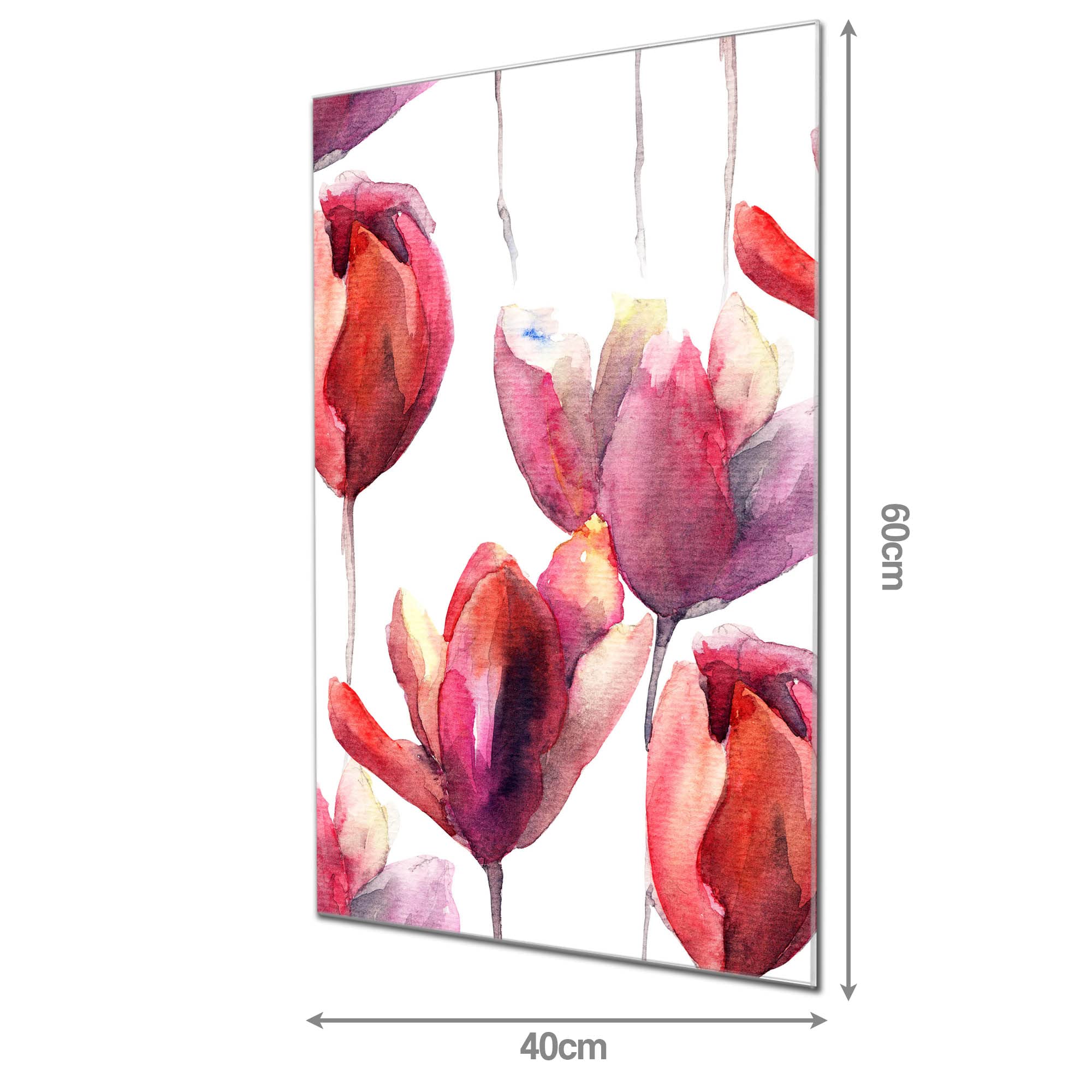 Banjado Magnettafel Aquarell Tulpen Magnettafel 40x60 floral