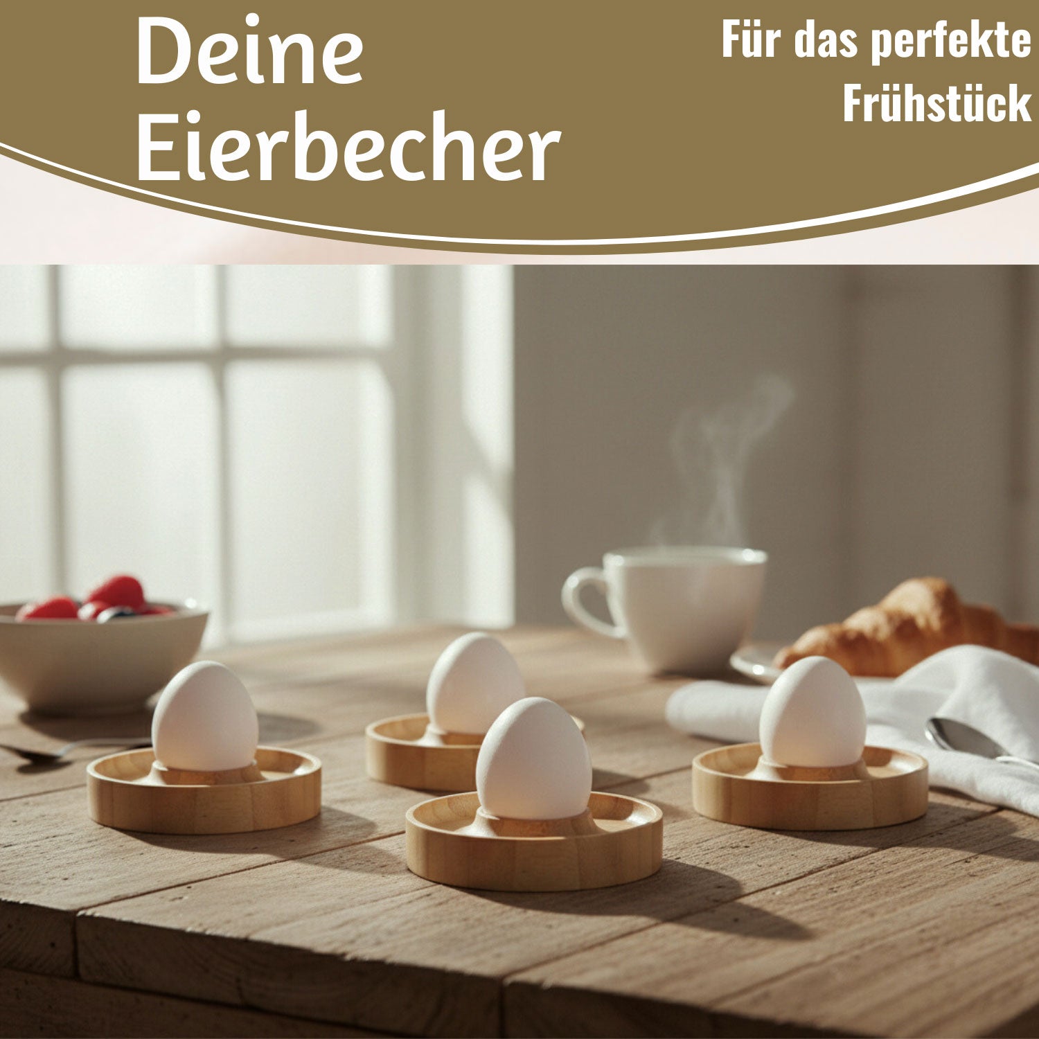 LS-LebenStil Küche & Haushalt Holz Eierbecher 4er Set Bambus Natur