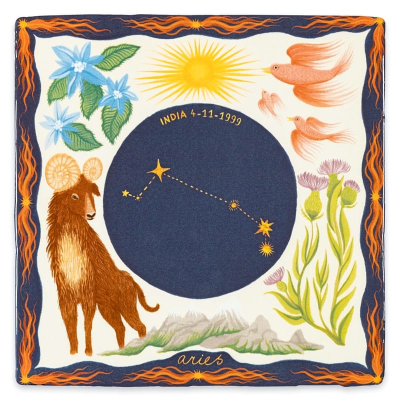 Storytiles Delft blue Aries Wandfliese S 10x10 cm Sternzeichen Widder