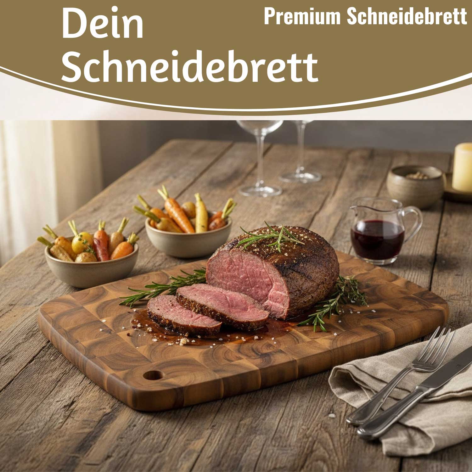 LS-LebenStil Küche Haushalt Stirnholz Schneidebrett 32cm