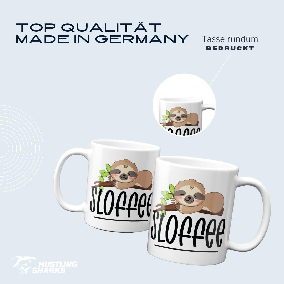 Hustling Sharks Wandbilder Sloffee Tasse 330ml weiß Faultier