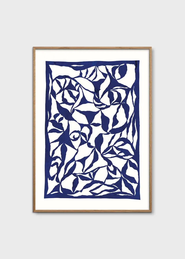 The Poster Club Magnolia Kunstdruck A4 blau-weiß abstrakt