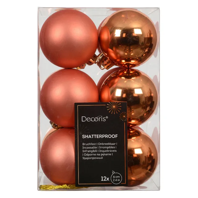 LS-LebenStil Möbel Weihnachtskugeln Orange 12er 6cm Kunststoff