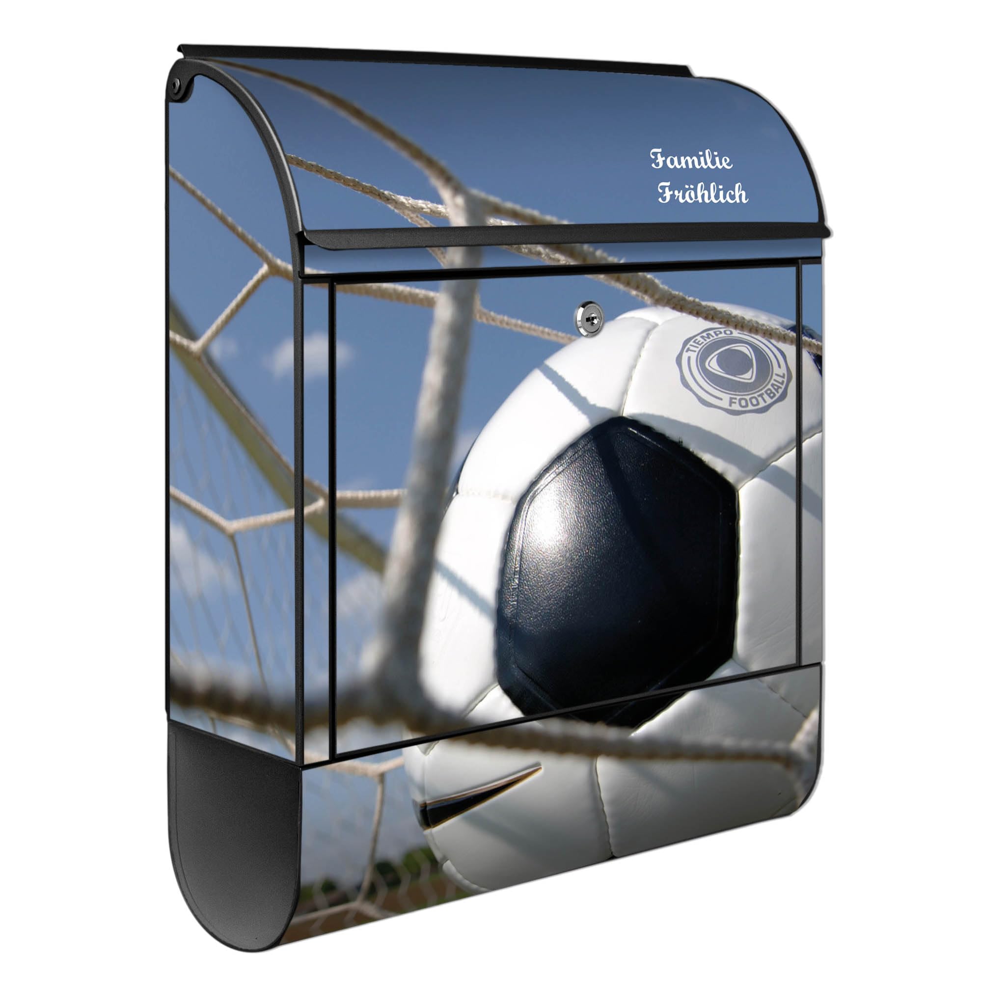 Banjado Briefkasten Fußball Postkasten Schwarz A4 Zeitungsfach