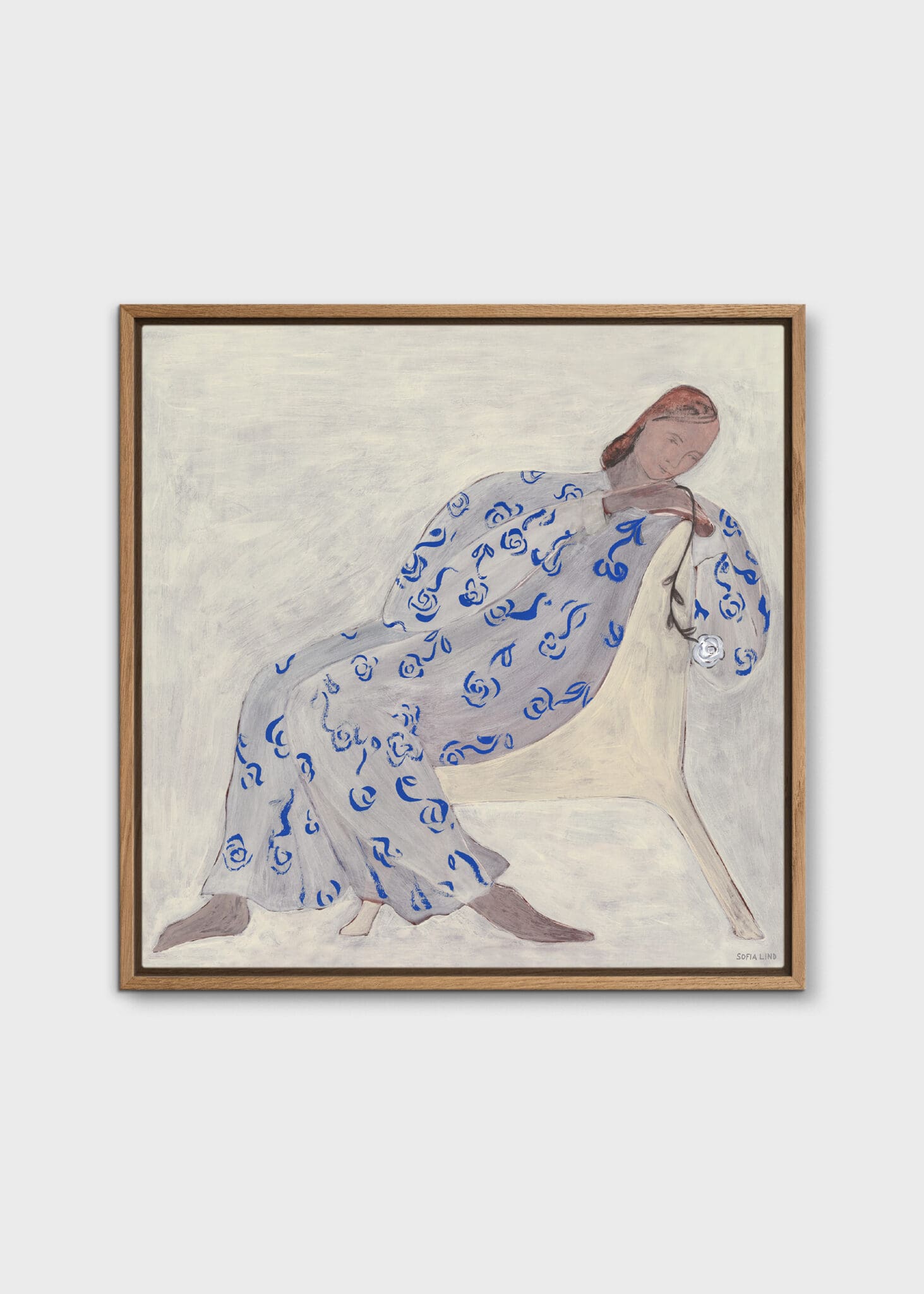 The Poster Club Rose Canvas 50x50 beige-blau gerahmt