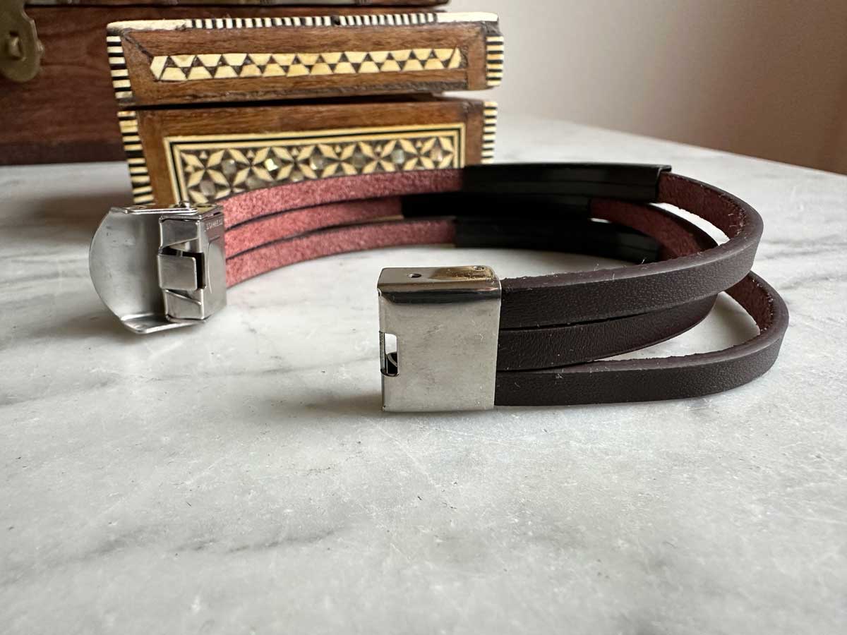 LS-LebenStil Palma Lederarmband Unisex Braun 21cm Dreifach