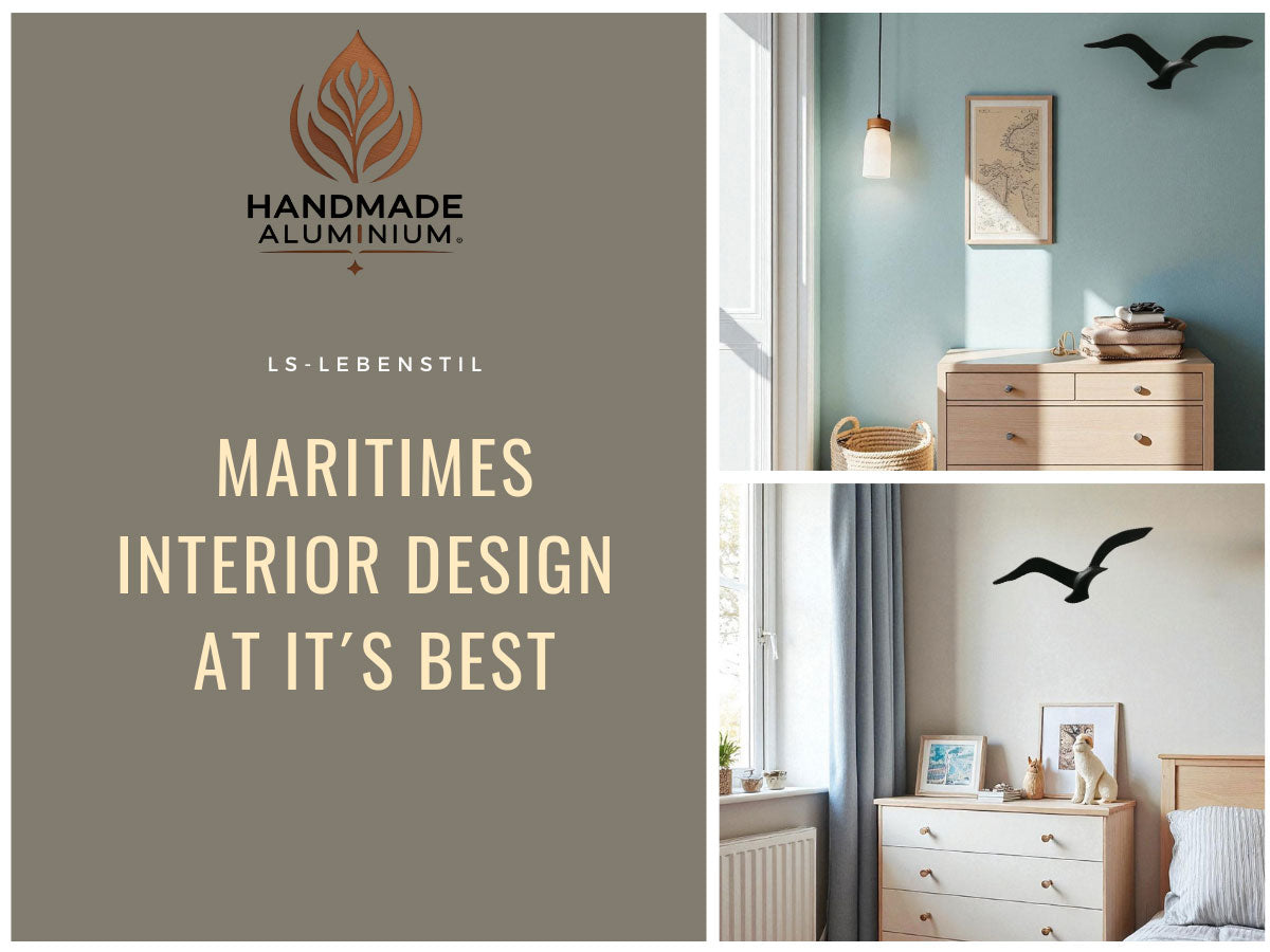 Wand-Möwe Aluminium Schwarz 36cm Maritime Wanddeko Vogel