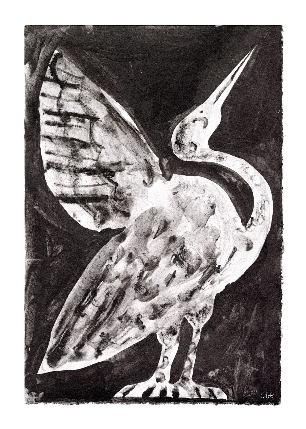 The Poster Club Bird II Kunstdruck A4 Vogel schwarz-weiß
