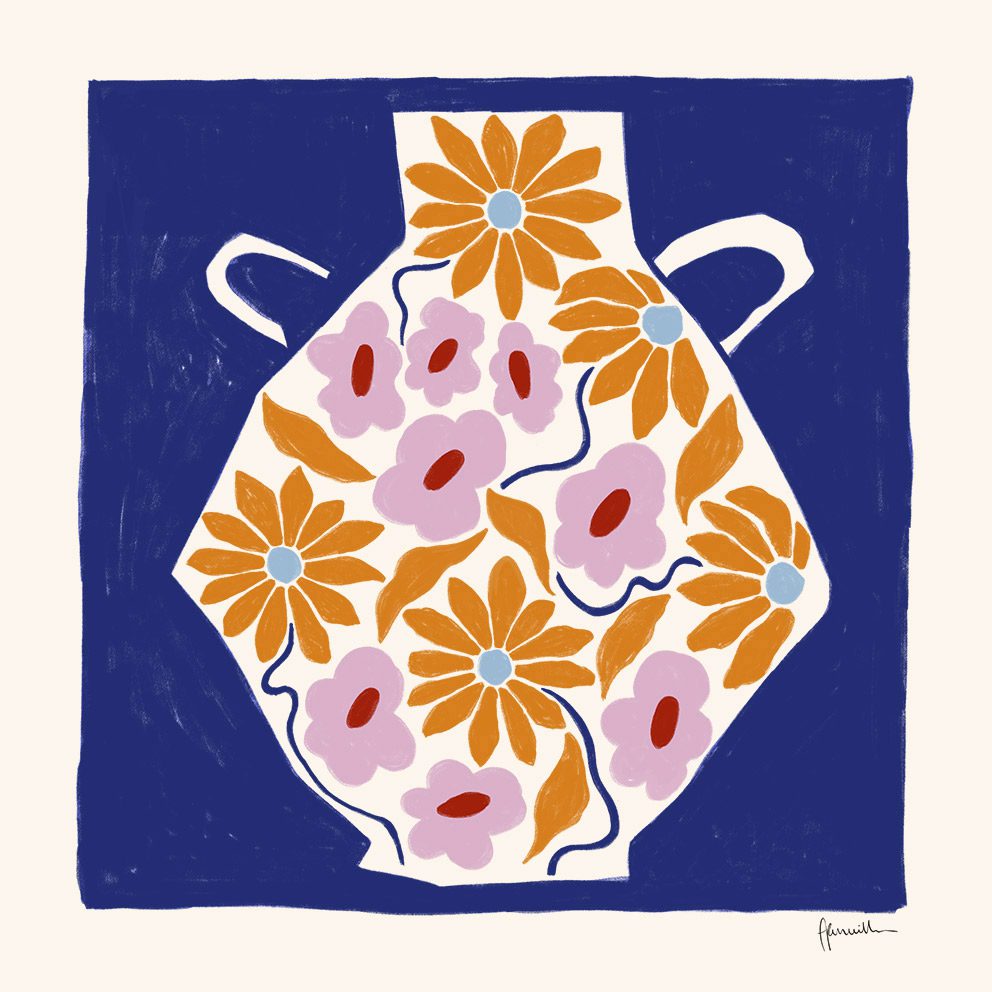 The Poster Club Art Prints Sunflower Vase Poster 50x50 cm blau