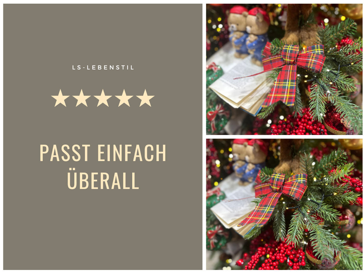 LS-LebenStil Möbel & Wohnen XL Weihnachtsschleife Schleife kariert 2er 17cm