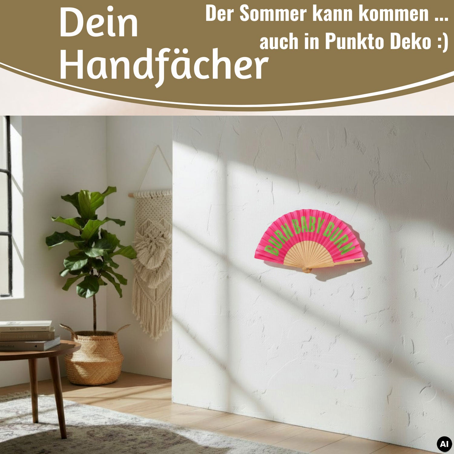 LS-LebenStil Shopper & Taschen Handfächer Holz Stoff bunt faltbar