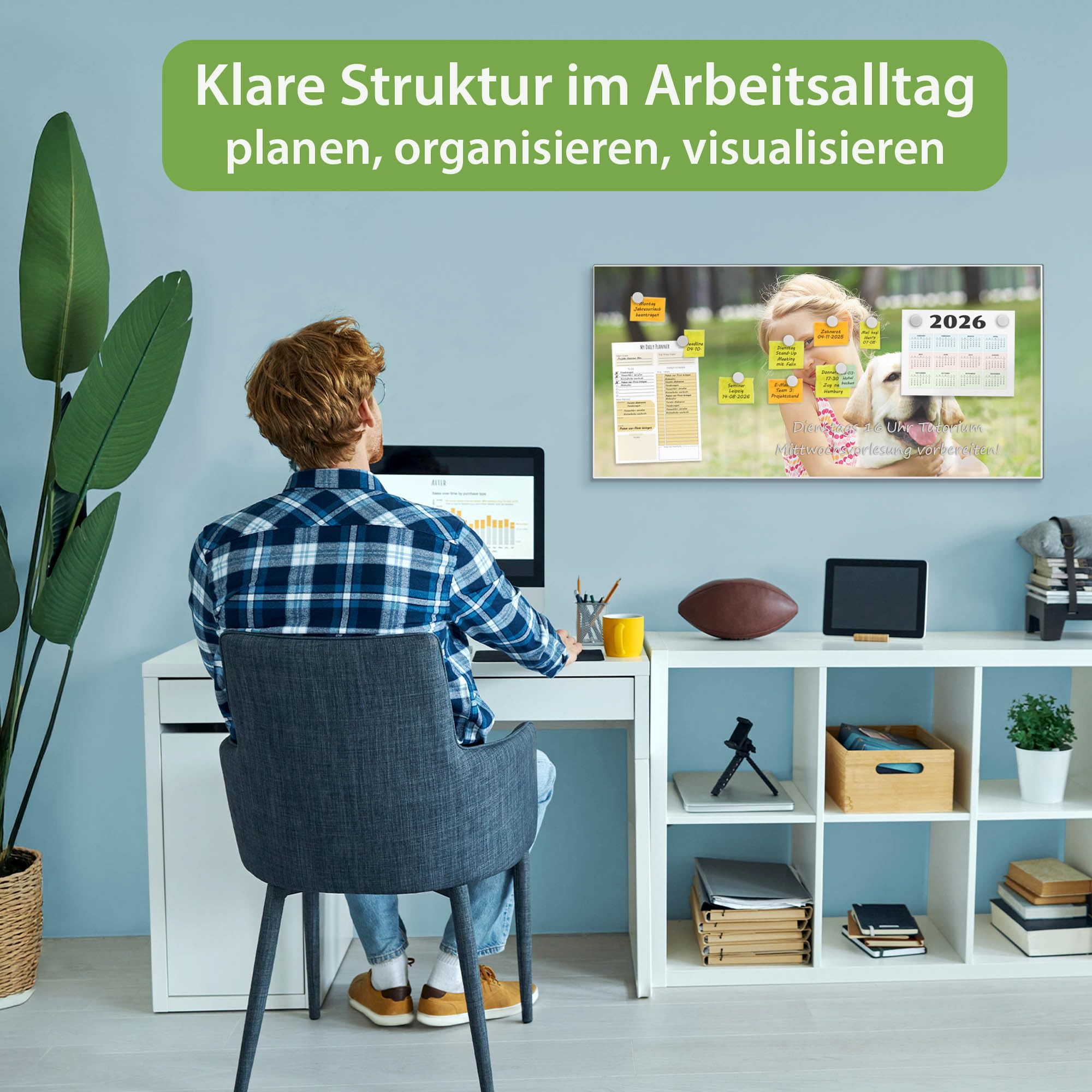 Banjado Magnettafel Wunschmotiv Magnetboard Weiß 78x37 cm
