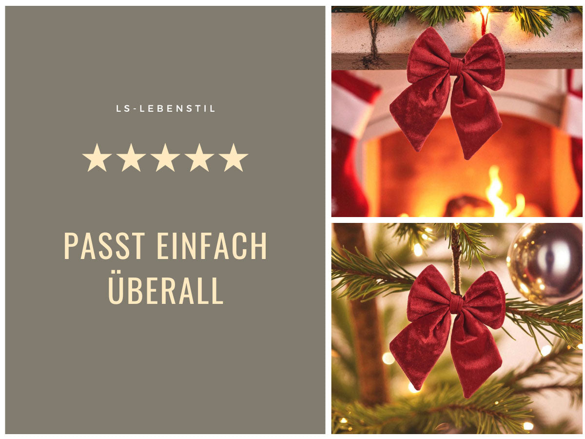 LS-LebenStil XL Weihnachtsschleife Samt Rot 2er Set 17cm