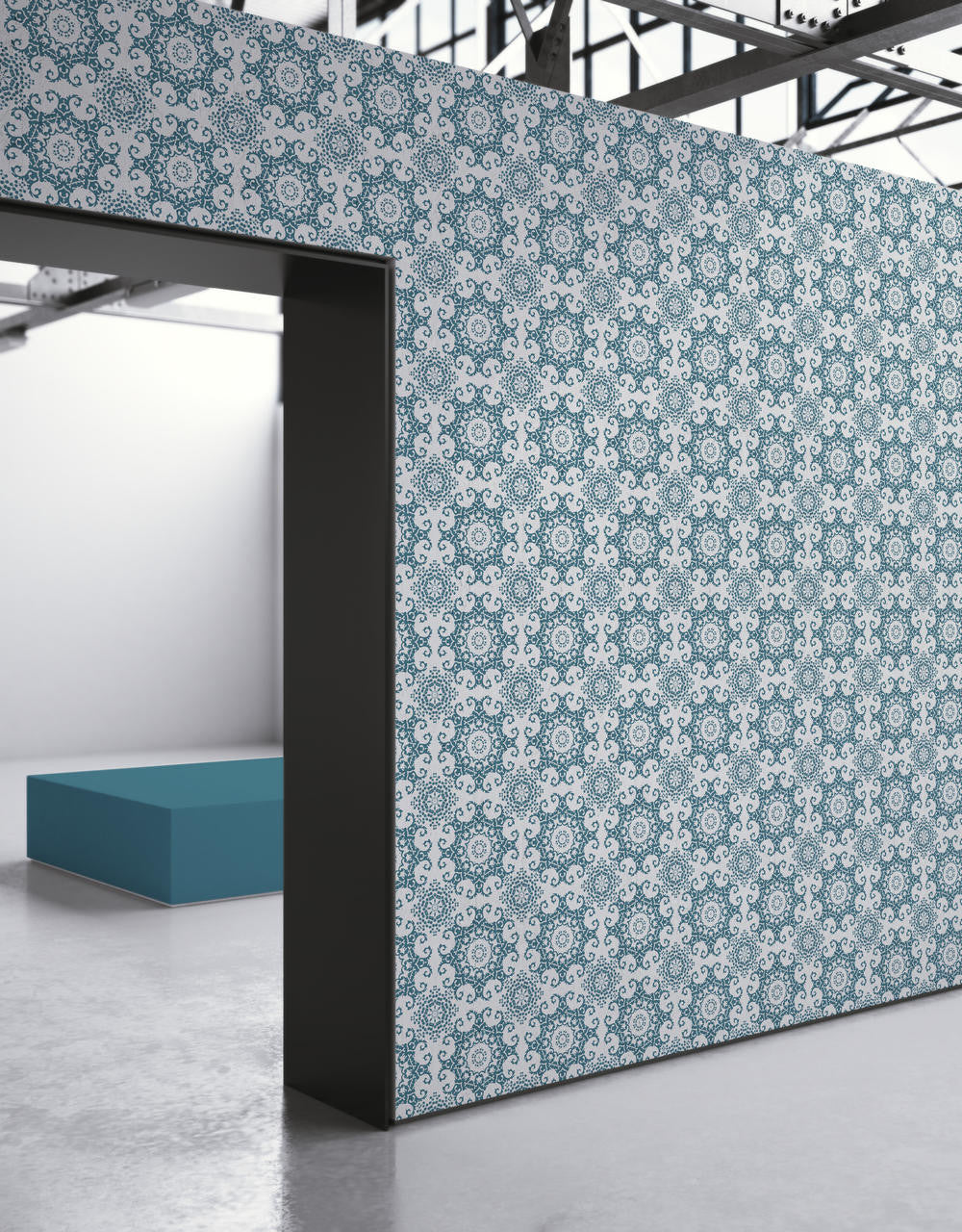 Mineheart Geometric Damask Tapete Petrol Muster A3